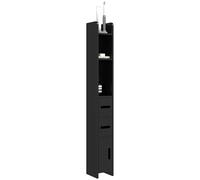 kleankin - Mueble de columna de baño, armario alto con estantes y armarios (15 x 17 x 120 cm), color negro