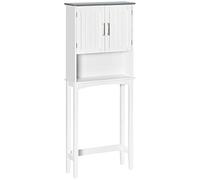 kleankin - Mueble de inodoro con armario de baño, estante ajustable y compartimentos abiertos, 64 x 22 x 165 cm, color gris