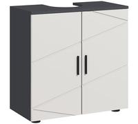 kleankin Mueble de lavabo con pedestal, mueble de baño con doble puerta y estante, 60 x 30 x 60 cm, color gris claro