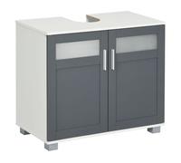 Kleankin mueble para debajo del lavabo armario bajo lavabo con 2 puertas de vidrio templado y estante ajustable 69x35x59 cm blanco y gris 69 cm