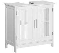 kleankin Mueble para Debajo del Lavabo Armario Baño de Suelo de Madera con 2 Puertas Ventiladas y Estante Ajustable Interior Moderno 60x30x60 cm Blanco