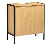 kleankin Mueble para Debajo del Lavabo Armario de Suelo para Baño de Madera con 2 Puertas y Estante 60x30x62,5 cm Roble Aosom España