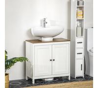 kleankin Mueble para Debajo del Lavabo Armario Lavabo de Madera con y Estante Ajustable Armario de Baño de Suelo Moderno 60x30x60 cm