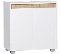 kleankin Mueble para Debajo del Lavabo con 2 Puertas 57x33x60 cm Blanco