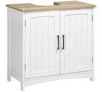 kleankin Mueble para Debajo del Lavabo con 2 Puertas 60x30x60 cm Blanco | Armario de Suelo para Baño, de Madera, Estante Interior Ajustable, Estilo Moderno, Carga 40 kg