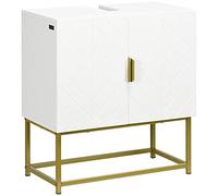 kleankin Mueble para Debajo del Lavabo con 2 Puertas 60x30x65 cm Blanco