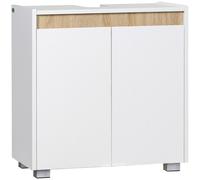 kleankin Mueble para Debajo del Lavabo de Baño Armario de Baño con 2 Puertas Almacenamiento Interior 57x33x60cm Blanco Práctico Aosom España