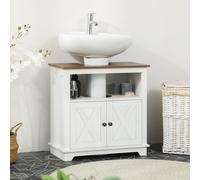kleankin Mueble para Debajo del Lavabo de Madera Armario de Baño de Suelo Mueble Lavabo de Pie con y Estante 60x30x60 cm