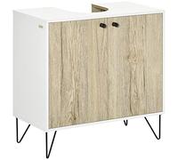 kleankin Mueble para Debajo del Lavabo Madera 60x30x60 cm Roble y Blanco