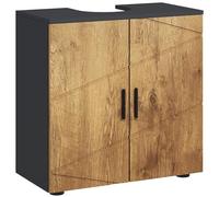 kleankin - Mueble para lavabo (2 puertas, estante ajustable, armario de almacenamiento, 60 x 30 x 60 cm, color gris antracita y madera
