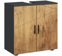 kleankin - Mueble para lavabo (2 puertas, estante ajustable, armario de almacenamiento, 60 x 30 x 60 cm, color gris antracita y madera