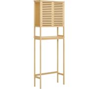 kleankin Mueble de Bambú sobre Inodoro Armario Alto con 2 Puertas 1 Balda Interior y 1 Estante de Almacenaje 60x23x173 cm Natural Aosom España