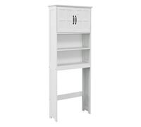 Kleankin mueble sobre inodoro armario para lavadora con 2 puertas estantes abiertos y estante ajustable mueble para baño 66x23x178 cm blanco