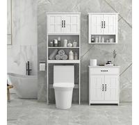 kleankin Mueble sobre Inodoro Armario para Lavadora con Estantes Abiertos y Estante Ajustable Mueble para Baño 66x23x178 cm