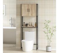 kleankin Mueble sobre Inodoro con 2 Puertas para WC 64x19x178 cm Natural