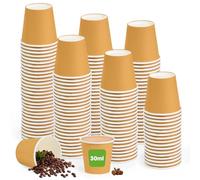 Kleemeiero 200 Uds Vasos Desechables para Café 30ml, Vasos de Cartón para Cafe, Vaso para Cafe Espresso Pequeño, Vaso de Papel Desechable para Servir Bebidas Frías o Calientes, Agua y Té - Marrón