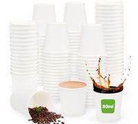 Kleemeiero 200 Uds Vasos Desechables para Café 80ml, Vasos de Cartón para Cafe, Vaso para Cafe Cappuccino Pequeño, Vaso de Papel Desechable para Servir Bebidas Frías o Calientes, Agua y Té - Blanco