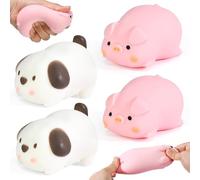 Kleemeiero 4 PCS Juguetes para Apretar, 2 Cerdo Rosa Antiestres y 2 Squishies en Forma de Perro, Juguetes Sensoriales para Apretar, Squishy Regalos para Niños, Juguetes Antiestrés para Adultos