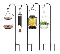 Kleemeiero 4 PZS Ganchos de Pastores para Jardín 90CM Maceteros con Pie Estaca Hierro Colgador Linterna Ganchos para Luces Solares, Canasta de Plantas, Lámpara, Comederos de Aves, Decoración de Jardín