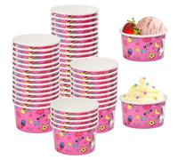 Kleemeiero 50 PCS Vasos de Papel para Helado 150ml, Taza para Tarrina de Helado, Vasos Desechables para Postres, Yogur y Aperitivos, Cuencos de Cartón para Heladerías, Fiestas y Eventos