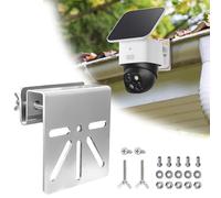 Kleemeiero Soporte para Canalón de Acero Inoxidable Compatible con Eufy Security SoloCam S340 - Soporte para Cámara de Seguridad y Panel Solar- Instalación sin Taladro para Cámaras de Vigilancia Solar