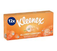 Kleenex Caja Allergy Pañuelos de Papel Hipoalergénicos óptimos para limpiar los moqueos y los ojos llorosos 12 cajas de 56 servicios, Total 672 pañuelos de papel