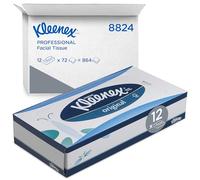 Kleenex Caja de Pañuelos 8824, 3 Capas, Suaves y Resistentes, Sin Fragancia, 12 Cajas x 72 Hojas (864 total)