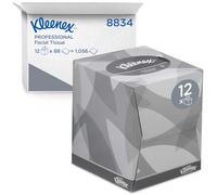 Kleenex Caja de Pañuelos Cúbicos 8834, 2 Capas, Suaves y Resistentes, Sin Fragancia, 12 Cajas x 88 Hojas (1.056 total)