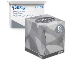Kleenex Caja de Pañuelos Cúbicos 8834, 2 Capas, Suaves y Resistentes, Sin Fragancia, 12 Cajas x 88 Hojas (1.056 total)