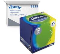 Kleenex Caja de Pañuelos en Cubo 8825, 3 Capas, Con Bálsamo Protector, 12 Cajas x 56 Hojas (672 total)