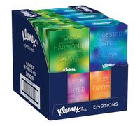 Kleenex Cubo Collection pañuelos de papel 12 cajas de 48 servicios cada una, contiene 4 diseños diferentes, Total 576 pañuelos