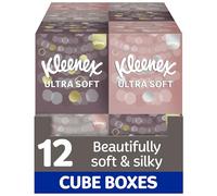 Kleenex Cubo Ultrasoft Pañuelos de Papel Ultrasuaves y sedosos, 12 cajas de 48 servicios, contiene 4 diseños diferentes, Total 576 pañuelos