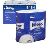 Kleenex Papel Higiénico 8484, 4 Capas, Ultra Cómodo, Suave, Resistente, FSC Certificado, Ideal para Hostelería y Oficinas, 24 Rollos de 160 Hojas (3.840 Hojas Totales)