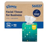 Kleenex Professional Naturals - Pañuelo facial con embalaje ecológico sin plástico, a granel (56027), 2 capas, blanco, formato en caja de cubo vertical, diseñado para negocios (90 pañuelos/caja, 36