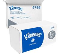 Kleenex Toallas de Papel Plegado 6789, 2 Capas, Tecnología Absorbente, 15 Paquetes x 186 Hojas (2.790 total)
