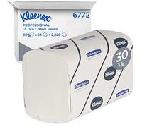Kleenex Ultra 6772 Toallas Secamanos Interplegadas, 30 paquetes x 94 toallas de color blanco y 2 capas