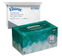 Kleenex Ultra Soft Pop-Up Hand Towels 6088, Súper Suaves, Resistentes y Absorbentes, Toallas de Papel Interleaved, 18 Cajas x 70 Hojas, 1,260 Total