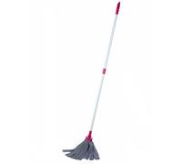 Kleeneze KL062536EU7 Mopa De Tela Permeable con Mango Extensible De hasta 128 cm, Fregona con Cabezal Absorbente, Fácil De Guardar, Eliminiar La Grasa Y Suciedades De Los Suelos Duros, Gris/Rosa