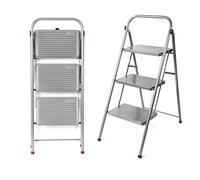 Kleeneze KL068514EU Escalera Plegable con 3 Peldaños, 105 cm, Fácil De Plegar, Gancho De Seguridad, Antiadherrente Capacidad De 150 kg, Diseño Ergonómico, Ligero, Bastidor Resistente Y Sólido