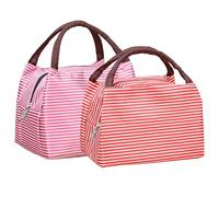 KLEHOPE 2 Piezas Bolsa de Almuerzo, 23 × 17 × 13 cm, Tela Oxford Bolsa Termica Infantil, Portátil Bolso-Termico Comida Trabajo, Plegable Fiambrera Termica, para La Escuela, Camping y Viajes