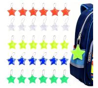 KLEHOPE Colgante Reflector 40 Piezas Reflectores de Estrella, Accesorios Reflectantes, Colores Mezclados Colgantes Estrella Reflectante, para Bicicletas, Llaveros, Colgantes Mochilas Escolares