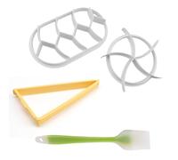 KLEHOPE Sellos para Panecillos, 3 Piezas de Plástico Sellos de Pan, Tres Formas Prensador de Pan, Incluye Brocha de Silicona para Elaborar Pan, Galletas y Pasteles