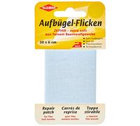 Kleiber - Cinta de reparación de algodón Fino, Extra Suave, termoadhesiva, 30 x 6 cm, Color Azul Claro