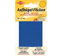 Kleiber - Cinta de reparación de algodón Fino, Extra Suave, termoadhesiva, 30 x 6 cm, Color Azul Medio