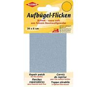 Kleiber - Cinta de reparación de algodón Fino, Extra Suave, termoadhesiva, 30 x 6 cm, Color Gris Claro