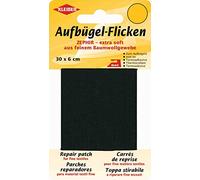 Kleiber - Cinta de reparación de algodón Fino, Extra Suave, termoadhesiva, 30 x 6 cm, Color Negro