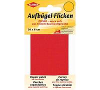 Kleiber - Cinta de reparación de algodón Fino, Extra Suave, termoadhesiva, 30 x 6 cm, Color Rojo