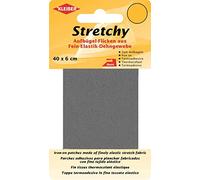 Kleiber - Cinta de reparación elástica para Ropa, termoadhesiva, 40 x 6 cm, Color Gris