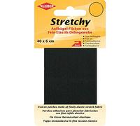 Kleiber - Cinta de reparación elástica para Ropa, termoadhesiva, 40 x 6 cm, Color Negro