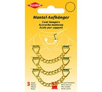 Kleiber - Colgadores para Abrigo, metálicos, para coserlos, Juego de 3, Color Dorado